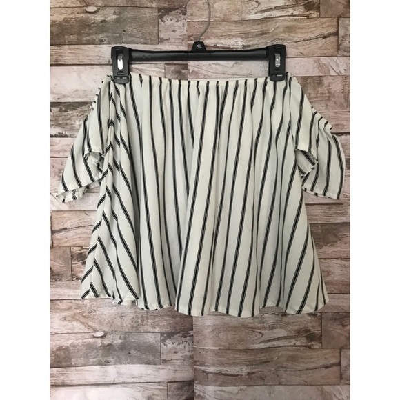 Purple Month Tops - Purple Month Stripe Over The Shoulder Crop Top